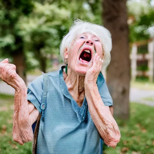 Image similar to elderly woman screaming on a toilet, canon eos r 3, f / 1. 4, iso 2 0 0, 1 / 1 6 0 s, 8 k, raw, unedited, symmetrical balance, wide angle