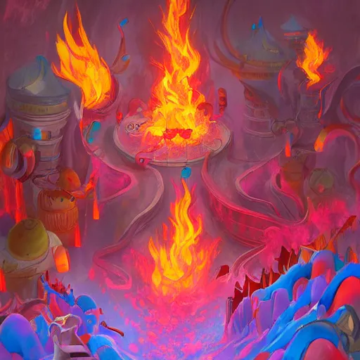 Prompt: Flaming candyland, artstation