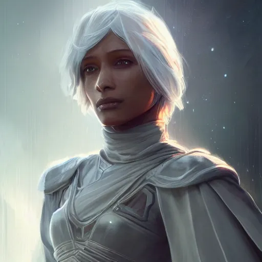 Image similar to darth alphinaud leveilleur, freida pinto, art by artgerm and greg rutkowski and magali villeneuve, portrait, highly detailed, headshot, intricate, elegant, digital painting, trending on artstation, concept art, sharp focus, illustration