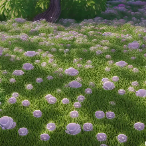 Prompt: ultrafine detailed 3 d render of a garden of porcelain flowers, cgsociety, octane, vray