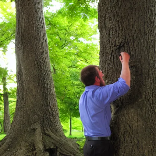 Prompt: boss ross screaming at a tree