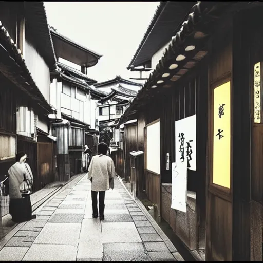 Prompt: walking the streets of old kyoto by inio asano