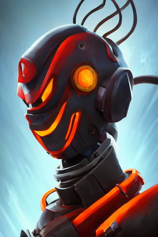 Image similar to epic mask helmet robot ninja portrait stylized as fornite style game design fanart by concept artist gervasio canda, behance hd by jesper ejsing, by rhads, makoto shinkai and lois van baarle, ilya kuvshinov, rossdraws global illumination radiating a glowing aura global illumination ray tracing hdr render in unreal engine 5