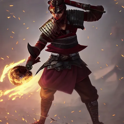 Image similar to shiba inu samurai warrior as a league of legends character, michael maurino, alex flores, paul kwon, cinematic, highly detailed, concept art, 3 d cgi, dramatic lighting, focus, smooth, heroic, hyper realistic background