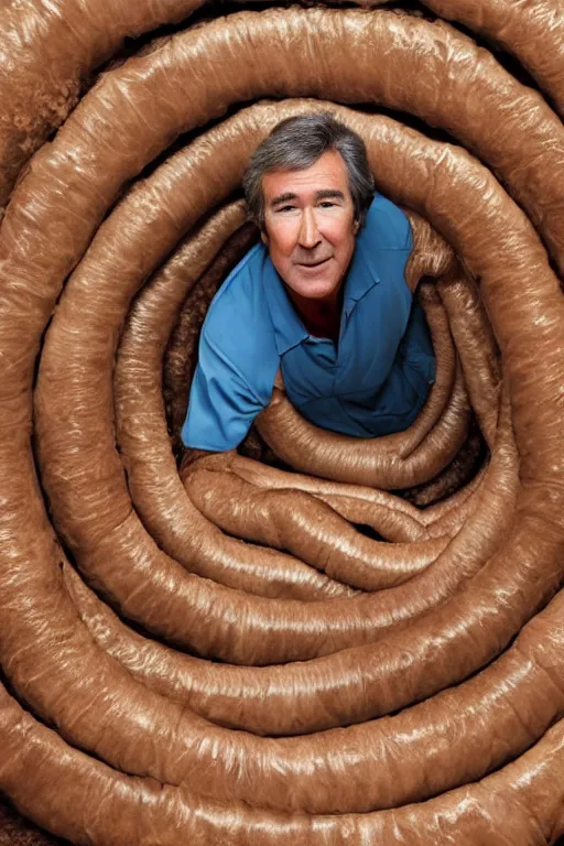 Image similar to randy mantooth crawling inside a giant intestine, 4 k, high definition,