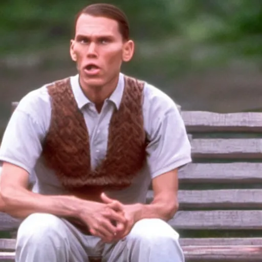 Image similar to Live Action Still of Jerma in Forrest Gump, real life, hyperrealistic, ultra realistic, realistic, highly detailed, epic, HD quality, 8k resolution, body and headshot, film still