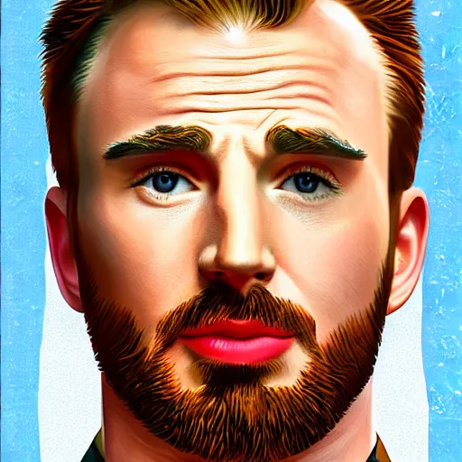 Prompt: portrait of chris evans, highly detailed, centered, solid color background, digital painting