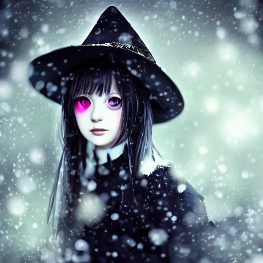 portrait of beautiful darkness witch 3D anime girl,, Stable Diffusion