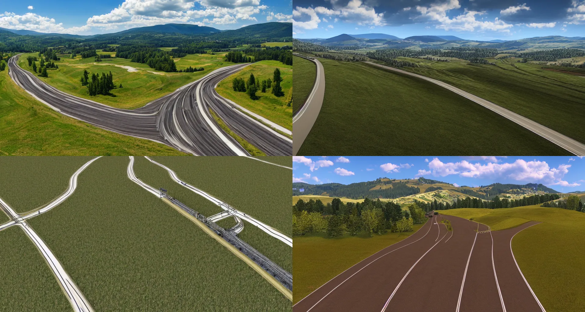 Prompt: Euro track simulator gameplay, 8k hdr photo of landscape of Slovakian fields