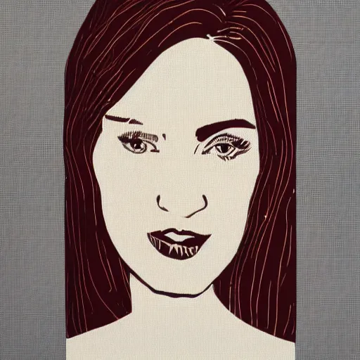 Prompt: female portrait, screen printing