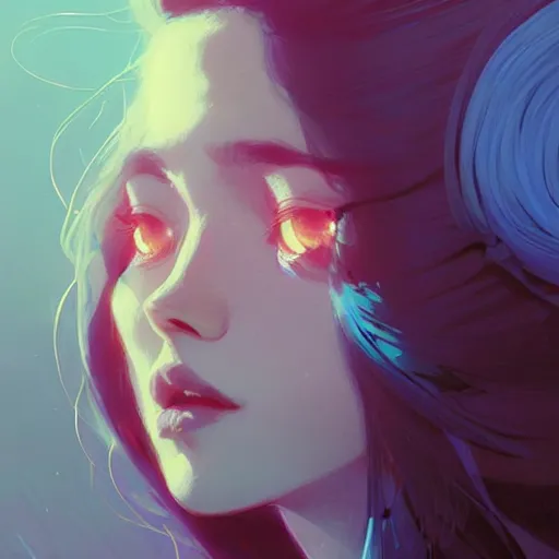 Image similar to beautiful artistic - wave highly detailed portrait female, front facing, long blue hair, in a music festival, by atey ghailan, by greg rutkowski, by greg tocchini, by james gilleard, by joe fenton, by kaethe butcher, dynamic lighting, gradient light blue, brown, blonde cream and white color scheme, grunge aesthetic