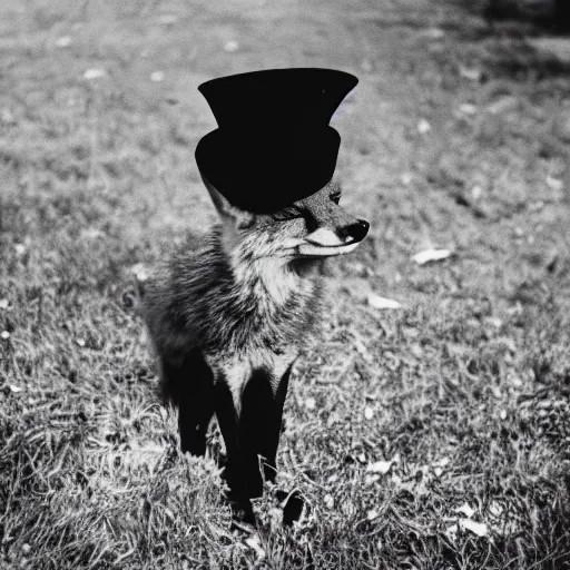 Image similar to 35mm photo of a Fox with a top hat