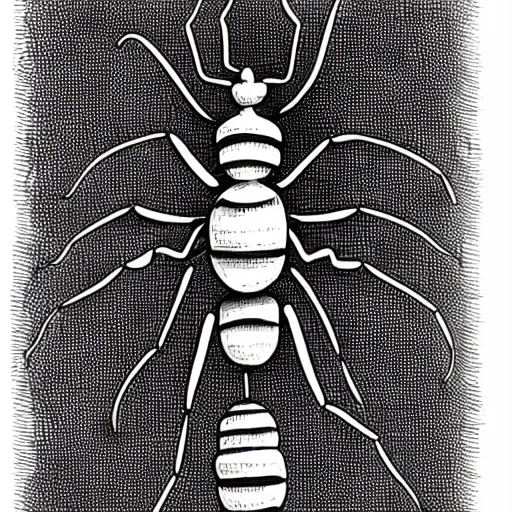 Image similar to fire ant, black and white, botanical illustration