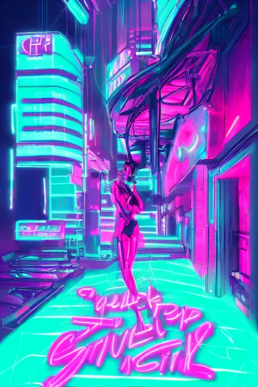 Prompt: cyberpunk synthwave strip club, pink neon lights, futuristic, cgsociety, in the style of artstation