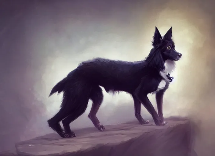 Image similar to wide angle beautiful full body portrait of a strong male anthropomorphic anthro border collie fursona in a suit sitting in a parlor room, character design by charlie bowater, henry asencio, and ross tran, disney, scenic background, detailed, aesthetic, trending on artstation, furaffinity, deviantart