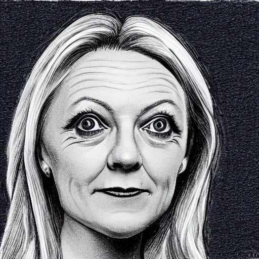 Prompt: a portrait of a lizard - person, reptilian, scales, photorealistic, ( ( liz truss ) )