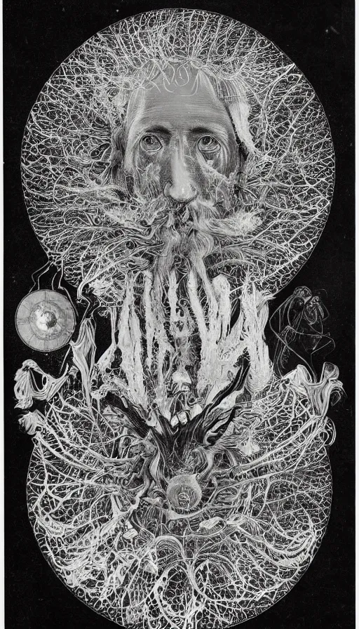 Image similar to portrait of a digital shaman, by ernst haeckel