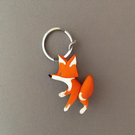 Image similar to little figure of a fox hanging at a keychain