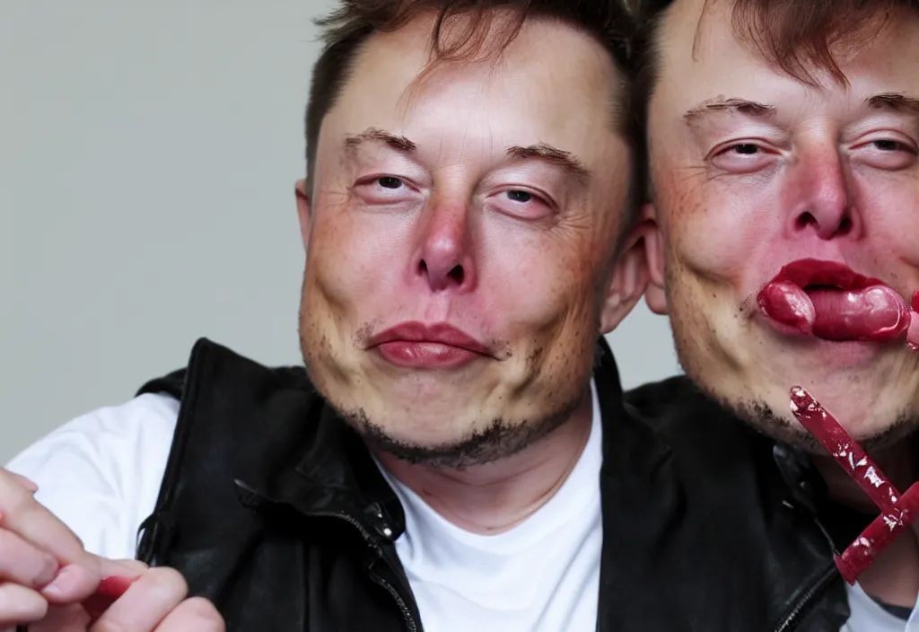 Image similar to elon musk seductively licks a lollipop.