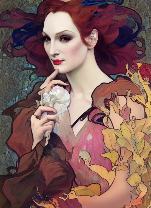 Image similar to jinkx monsoon, painting by artgerm and greg rutkowski and alphonse mucha