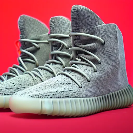 Image similar to Unreleased Yeezy shoe design, product photography, sneaker photo, studio lighting, professional photoshoot