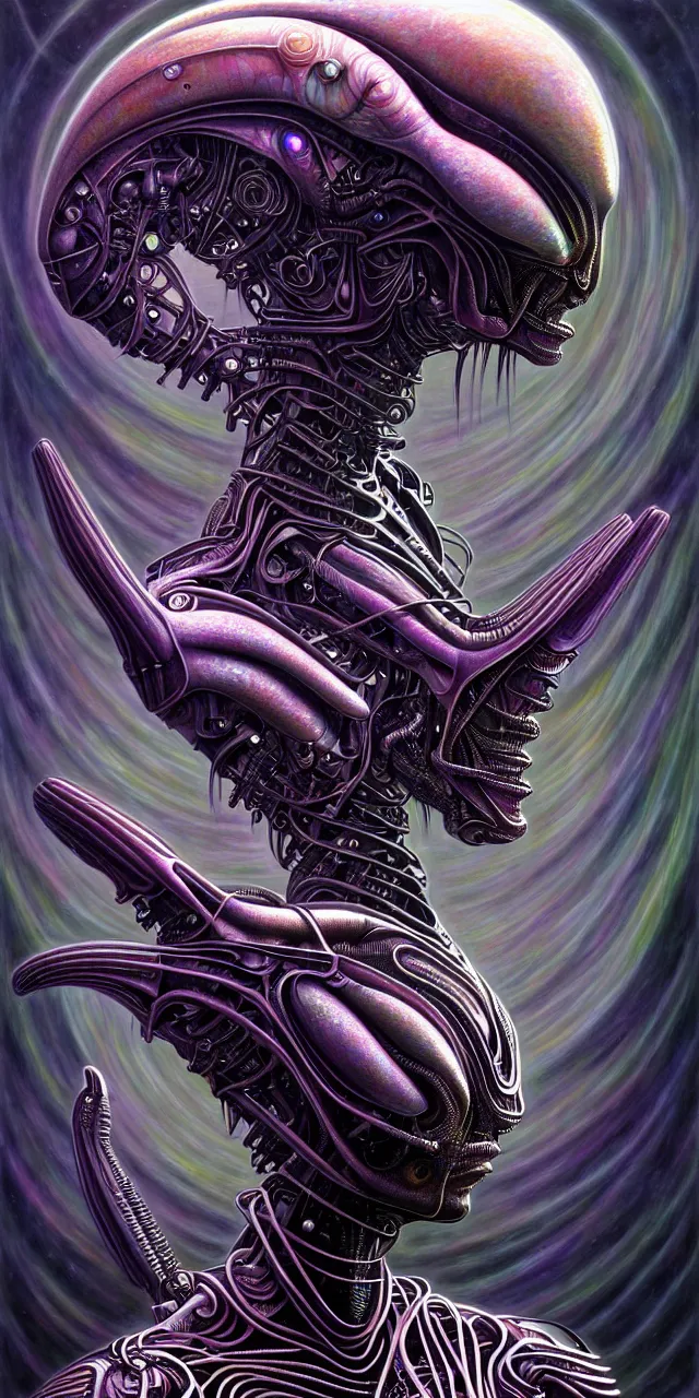 Image similar to beautiful alien machine goddess by android jones alex grey m. c. escher h. r. giger android jones alex grey mark cooper alien beauty alien cyborg machine goddess beauty alien machine deity alex grey android jones hr giger artgerm artstation award winning photorealistic detailed hypervivid intense fantasy concept art by greg rutkowski