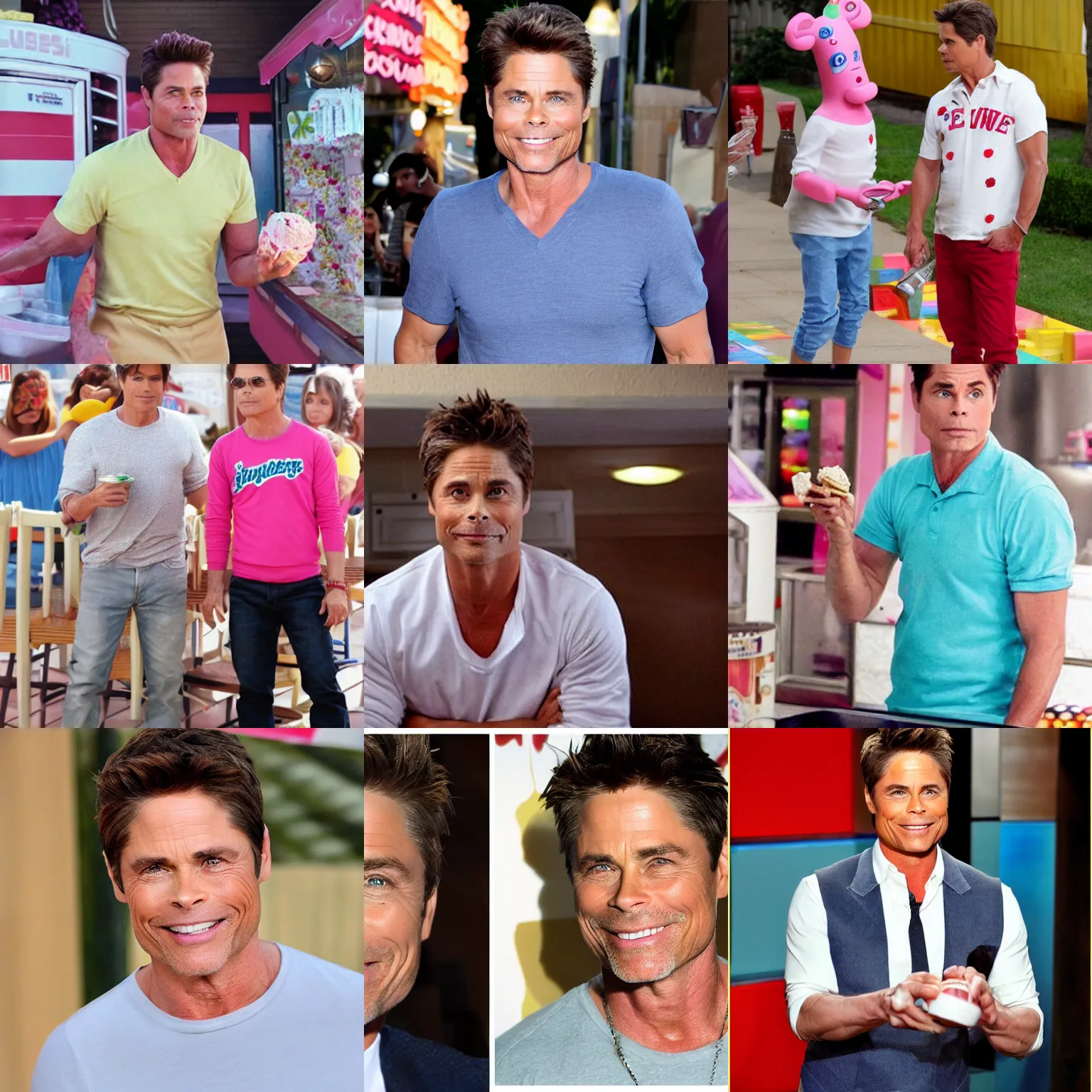 Prompt: rob lowe as ice cream wthin conem sprinkles