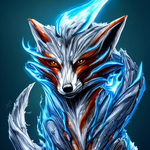 Prompt: antropromorphic - fox, infected by the venom - symbiote, breathing blue fire, gooey, marvel, digital art, concept art, highly detailed, 8 k hd, d & d, trending on artstation