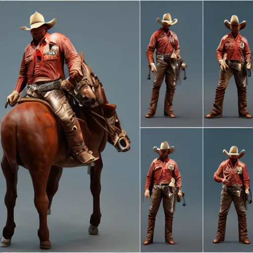 Image similar to John Wayne as a cowboy, figurine, blender, octane render, studio lighting, 8K, hyperdetalied, trending on ArtStation, high quality,