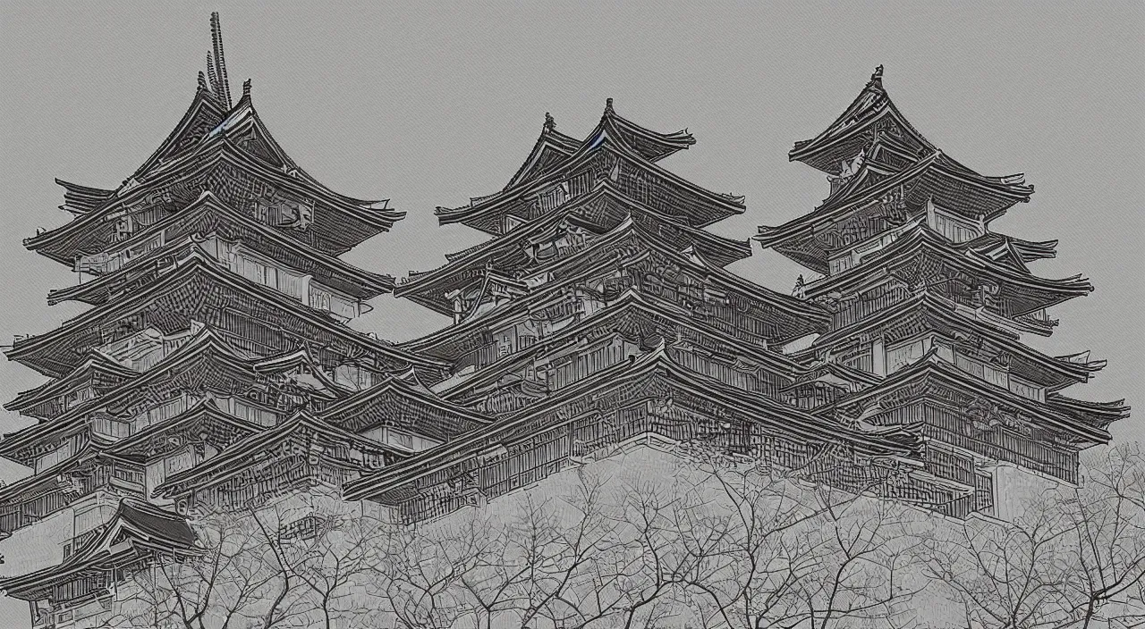 Image similar to a Japanese castle, in the style of digital art
