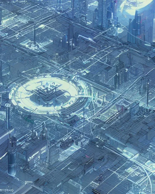 Image similar to a map for a sci - fi city, aerial view, art by makoto shinkai and alan bean, yukito kishiro