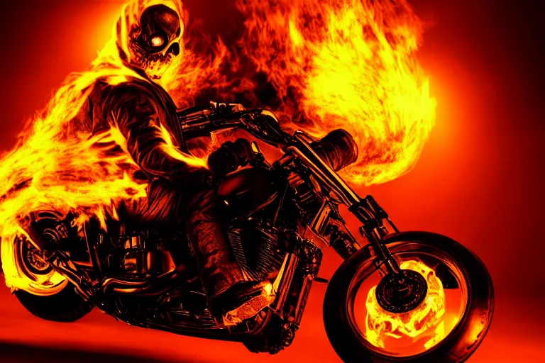 Prompt: Ghost Rider headshot photo, dramatic lighting, highly stylized, high-quality wallpaper, desktopography