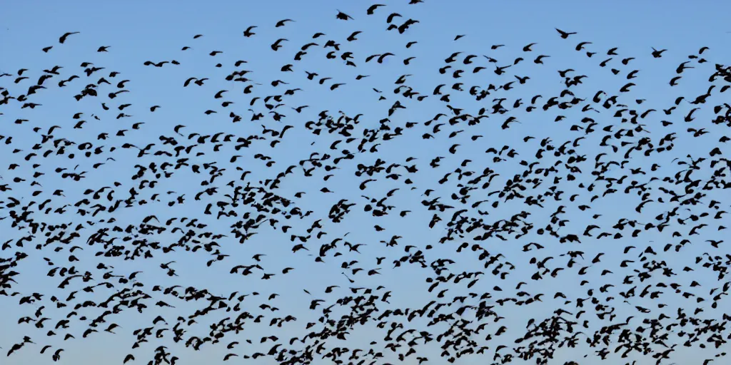 Prompt: thousands of birds in the sky