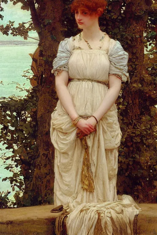Prompt: matte painting of sophie turner painted by lawrence alma tadema