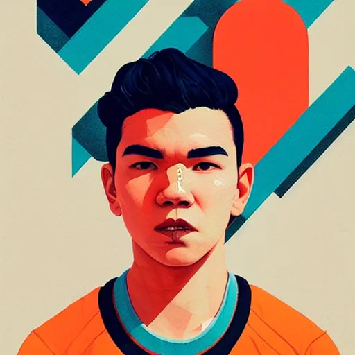 Image similar to Habs Nick Suzuki profile picture by Sachin Teng, asymmetrical, cigarette, Organic Painting , Matte Painting, geometric shapes, hard edges, graffiti, street art:2, by Sachin Teng:4