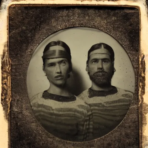Prompt: tintype photo, two-headed