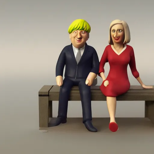 Prompt: clay figurine of boris johnson and rishi sunak and liz truss, blender, unreal engine, concept art, octane render, highly detailed, smooth, sharp focus