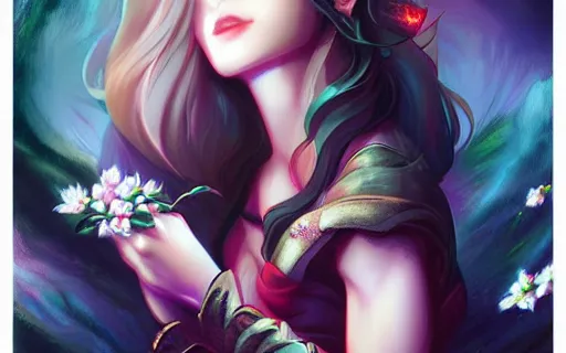 Prompt: Fantasy, by ross tran and artgerm, ivy blooms and sakura storm