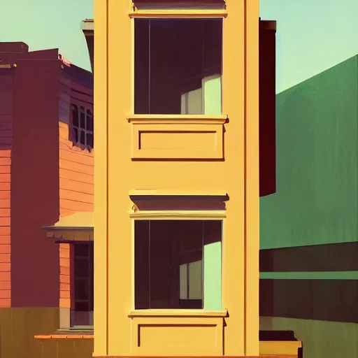 Prompt: summertime sadness architecture by atey ghailan and edward hopper