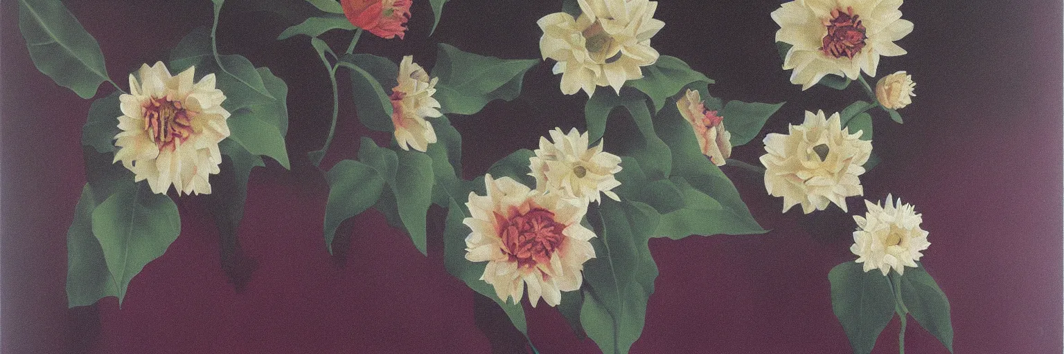 Image similar to black dahlia flower painting magritte