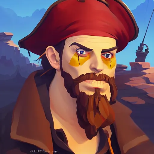 Image similar to painting jack the pirate on sea of thieves game avatar hero smooth face median photoshop filter cutout vector behance hd by jesper ejsing, by rhads, makoto shinkai and lois van baarle, ilya kuvshinov, rossdraws, illustration, art by ilya kuvshinov and gustav klimt