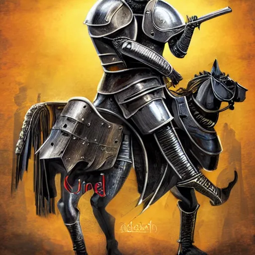Image similar to a medieval knight in full plate metal armor riding a motorcycle holding a pistol, digital art, highly detailed, high quality, high resolution