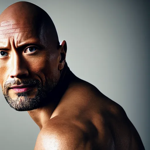 Image similar to closeup portrait of Dwayne Johnson as samurai , photograph, natural light, sharp, detailed face, magazine, press, photo, Steve McCurry, David Lazar, Canon, Nikon, focus