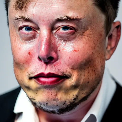 Prompt: professional photo of elon musk sobbing with wet tears on his cheeks, stunning, 4 k