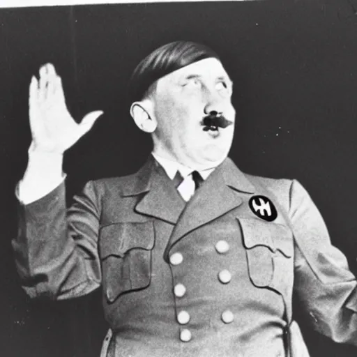 Prompt: Adolf Hitler rapping on stage