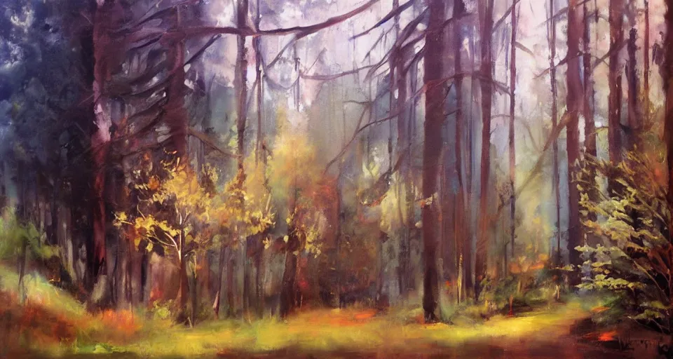 Prompt: Enchanted and magic forest, by Emilia Wilk