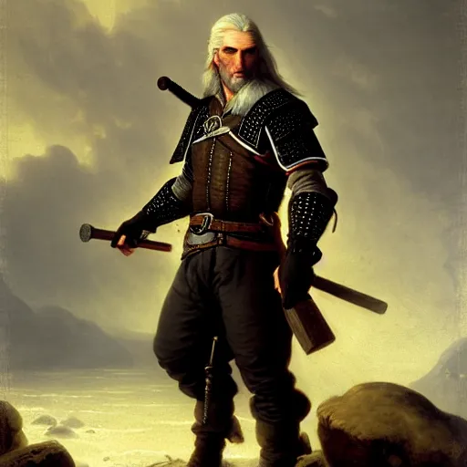 Image similar to geralt of rivia by andreas achenbach