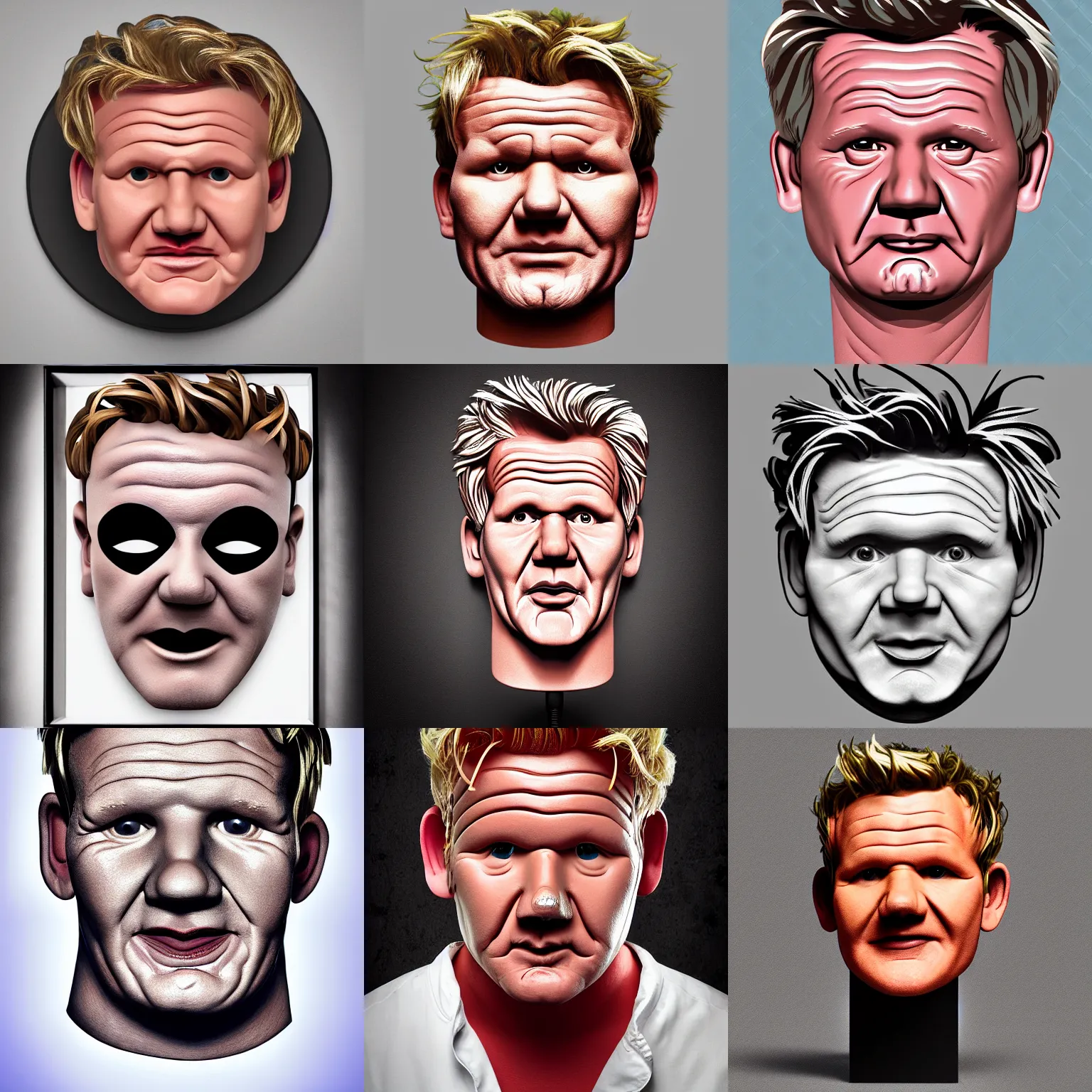 Prompt: A Gordon Ramsay mask, digital art, studio lighting