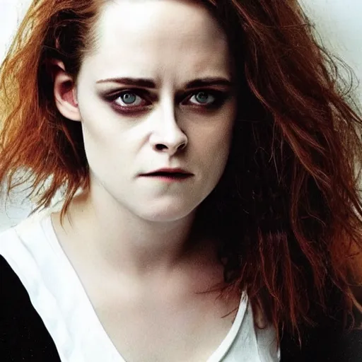 Prompt: photo of the lovechild of emily watson and kristen stewart