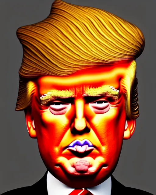 Prompt: portrait of donald trump with eyebrows on fire, ultra detailed, hyperrealism, trending on artstation, 8 k 4 d